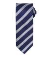 PR783 Premier Waffle Stripe Tie Navy / Silver colour image